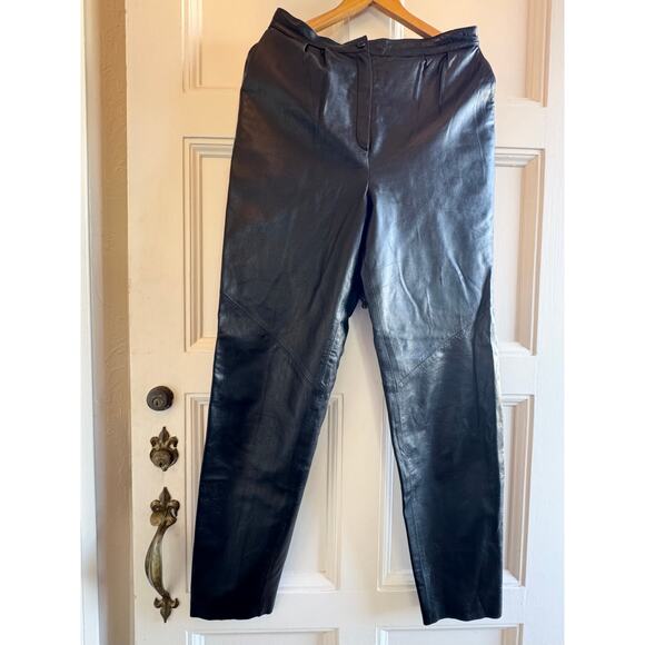 Y2K Black Leather Pants Size 10 Ruth Wagner Inseam 31.5 Inches - Picture 8 of 8